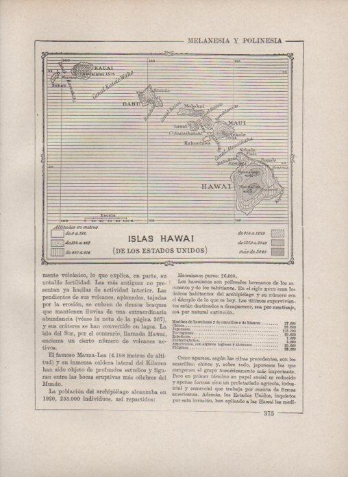 LAMINA V27883: Mapa de las Islas Hawai
