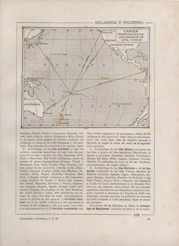 LAMINA V27885: Mapa de los cables transpacificos que amarran en Apia Upolu