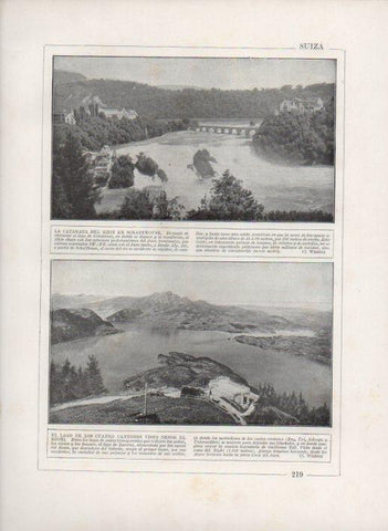 LAMINA V27712: Catarata del Rhin en Schaffhouse y Lago de los Cuatro Cantones