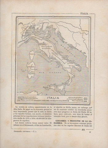 LAMINA V27714: Mapa de los cultivos en Italia