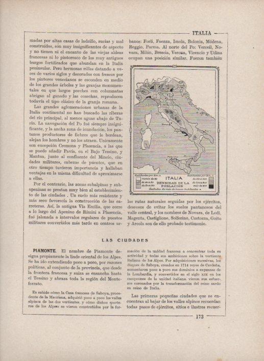 LAMINA V27719: Mapa de la densidad de poblacion en Italia