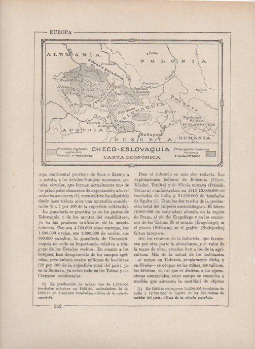 LAMINA V27726: Mapa de las regiones agricolas e industriales de Checoeslovaquia
