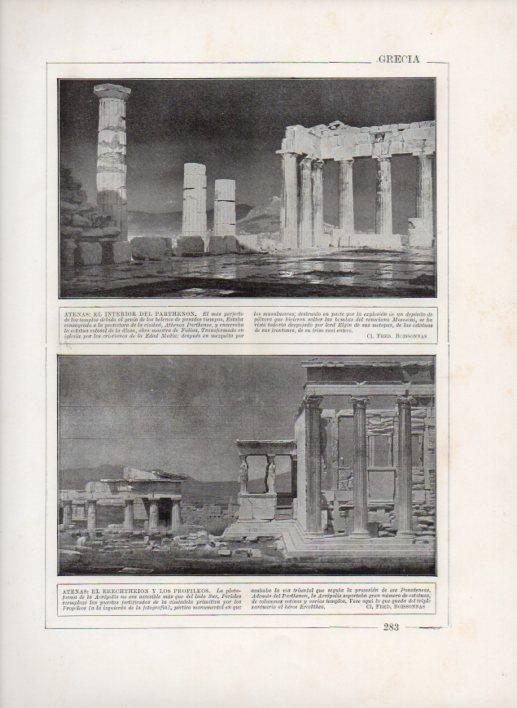 LAMINA V27730: Interior del Parthenon y el Erechtheion y los Propileos, Atenas