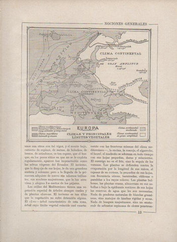 LAMINA V27678: Mapa de los climas y vegetales de Europa 
