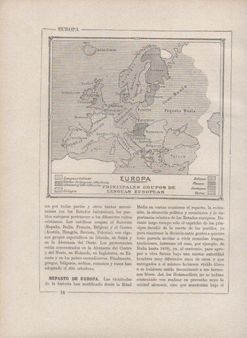 LAMINA V27681: Mapa de las lenguas en Europa