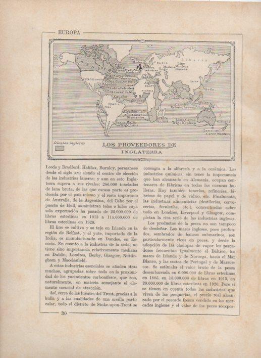LAMINA V27682: Mapa del mundo de los proveedores de Inglaterra