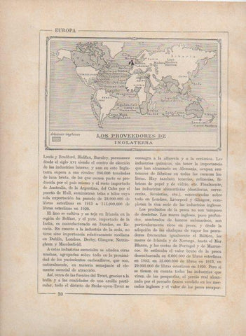 LAMINA V27682: Mapa del mundo de los proveedores de Inglaterra