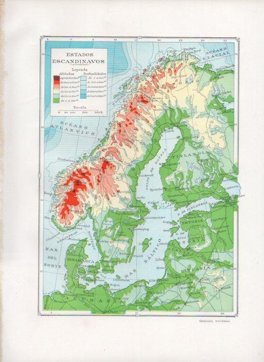 LAMINA V27684: Mapa de los Estados Escandinavos