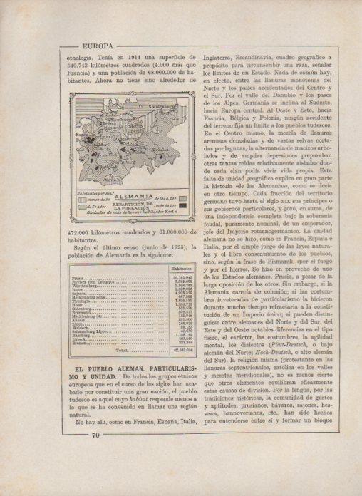 LAMINA V27689: Mapa de la poblacion y censo en Alemania en 1925