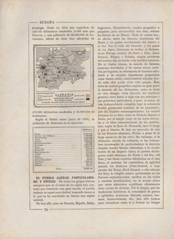 LAMINA V27689: Mapa de la poblacion y censo en Alemania en 1925