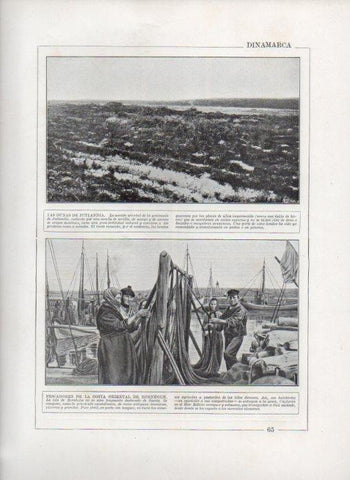LAMINA V27691: Dunas de Jutlandia y pescadores de Bornholm, Dinamarca