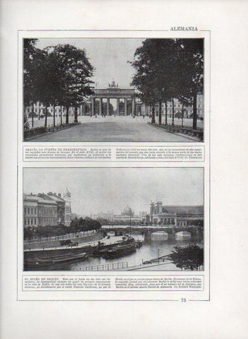 LAMINA V27697: Puerta de Brandeburgo y El Spree en Berlin