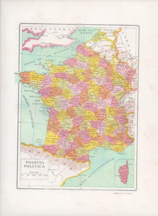 LAMINA V27700: Mapa politico de Francia