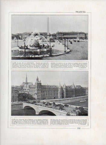 LAMINA V27702: Plaza de la Concordia y Palacio de Justicia de Paris