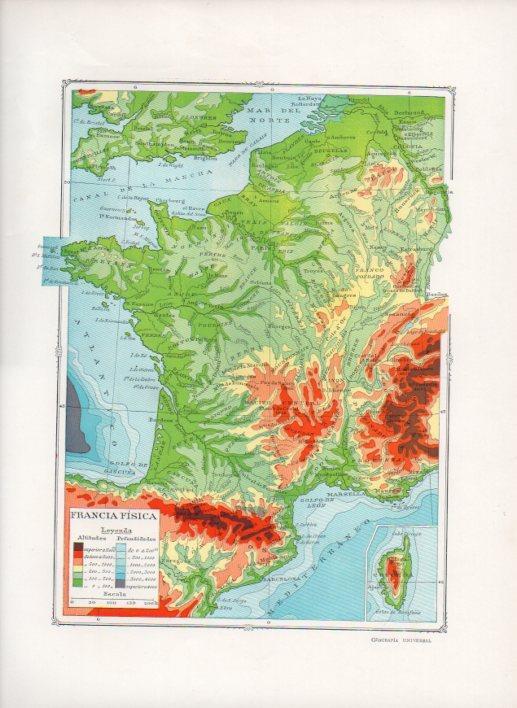 LAMINA V27703: Mapa fisico de Francia