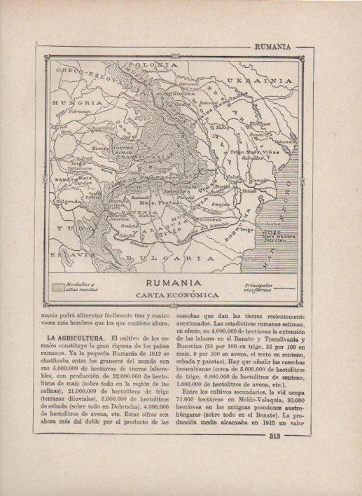 LAMINA V27735: Mapa de las montañas y lineas ferreas en Rumania