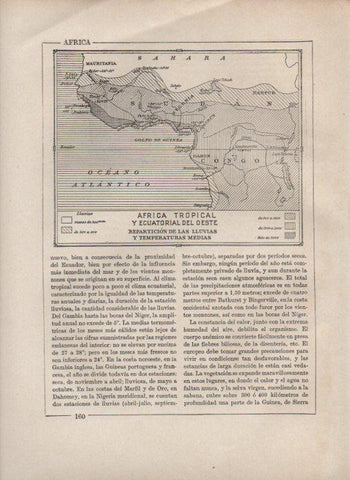 LAMINA V27918: Mapa de lluvias y temperaturas de Africa Tropical y Ecuatorial