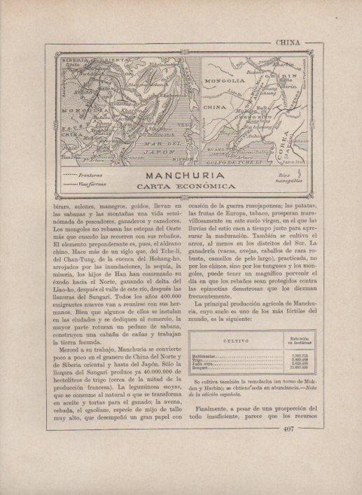 LAMINA V27771: Mapa carta economica de Manchuria
