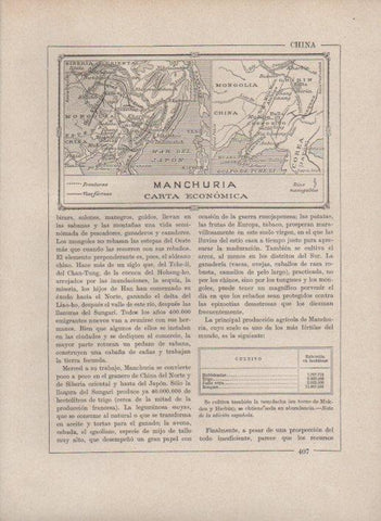 LAMINA V27771: Mapa carta economica de Manchuria
