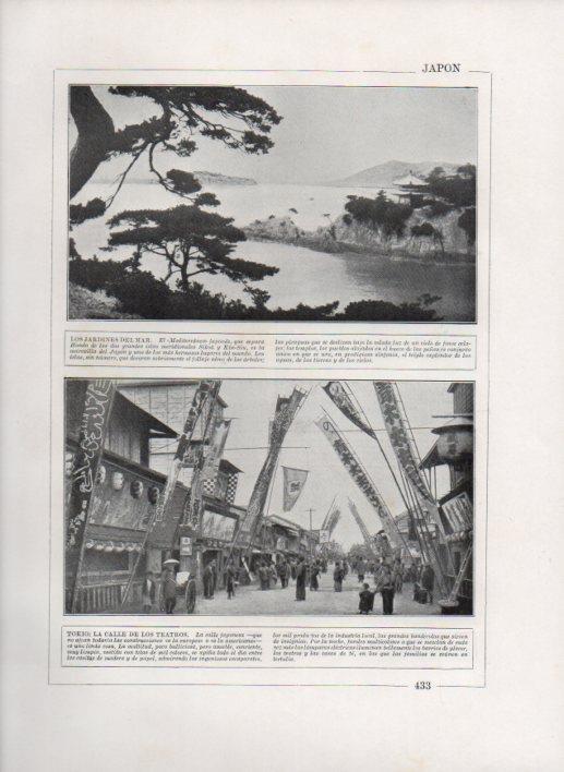 LAMINA V27776: Jardines del Mar en Japon y calle de Los Teatros en Tokio