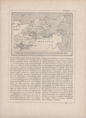 LAMINA V27777: Mapa de la Union de las Republicas Socialistas Sovietistas en Asia
