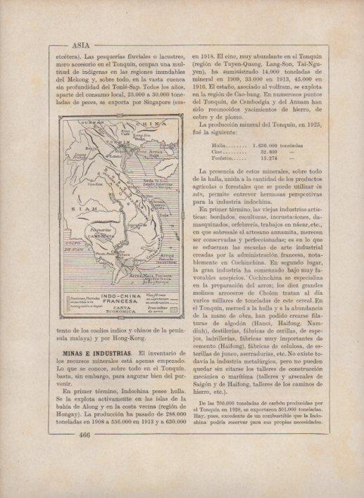 LAMINA V27778: Mapa carta economica de la Indochina francesa