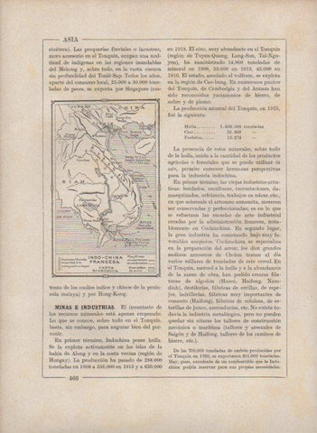 LAMINA V27778: Mapa carta economica de la Indochina francesa
