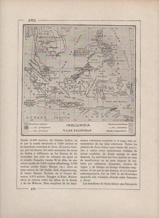 LAMINA V27784: Mapa de Insulindia y Las Filipinas