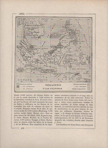 LAMINA V27784: Mapa de Insulindia y Las Filipinas