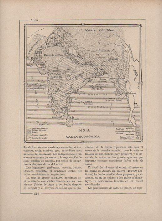 LAMINA V27789: Mapa carta economica de India
