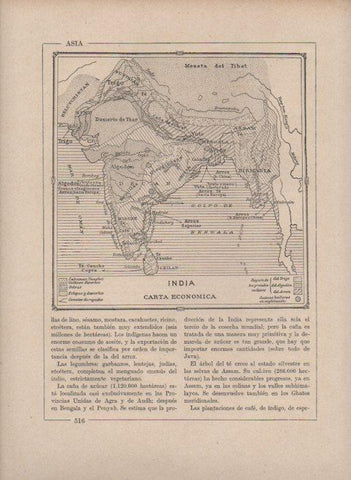 LAMINA V27789: Mapa carta economica de India