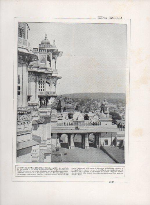 LAMINA V27790: Terrazas del Palacio de Udeypora o Udaipur, India