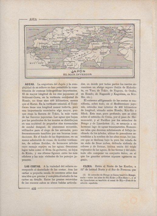 LAMINA V27768: Mapa mar interior de Japon