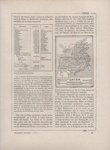 LAMINA V27743: Mapa de la densidad de poblacion en China
