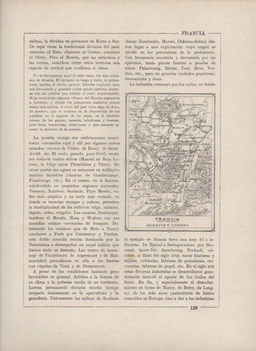 LAMINA V27747: Mapa de Alsacia y Lorena, Francia