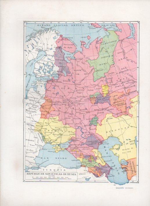 LAMINA V27752: Mapa de las Republicas Sovieticas de Rusia