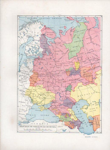 LAMINA V27752: Mapa de las Republicas Sovieticas de Rusia