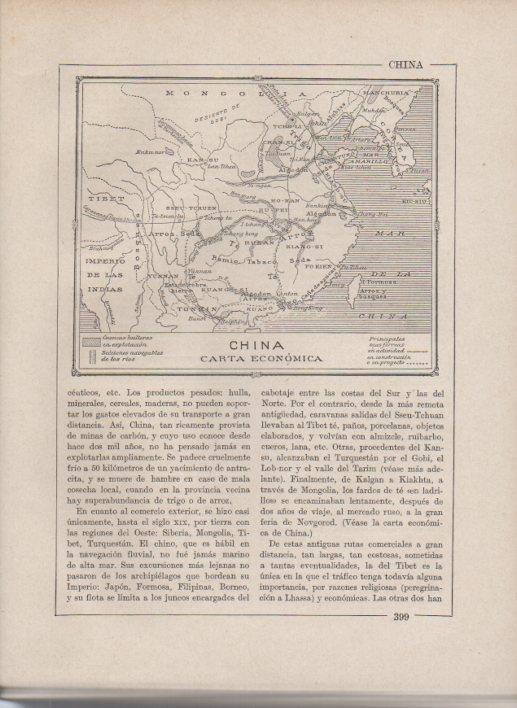 LAMINA V27762: Mapa economico de China