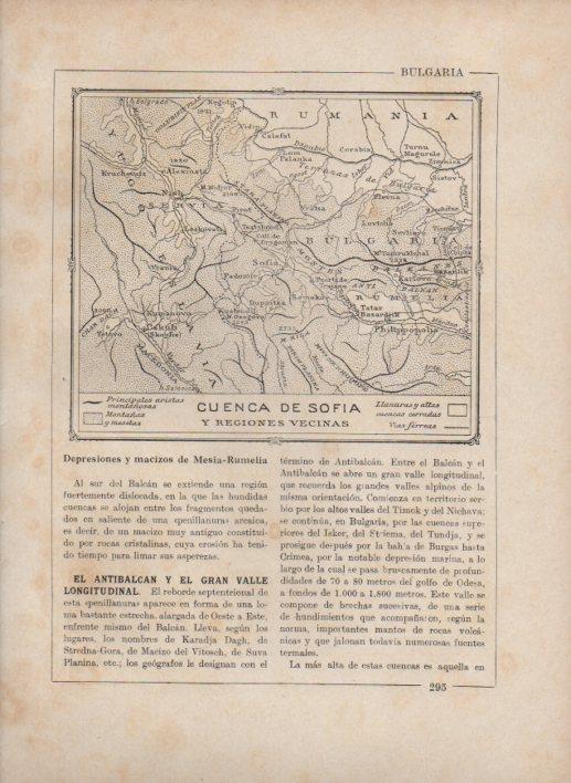 LAMINA V27737: Mapa de la cuenca y regiones vecinas de Sofia, Bulgaria