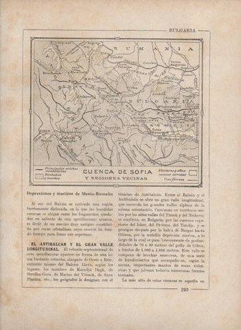 LAMINA V27737: Mapa de la cuenca y regiones vecinas de Sofia, Bulgaria