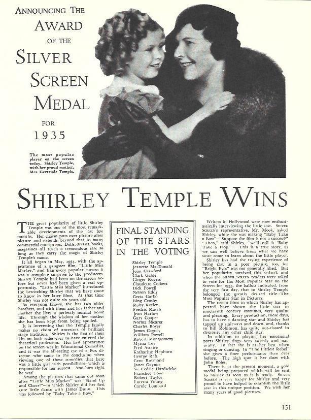 LAMINA 34601: Ganadores del Silver Screen Medal de 1935