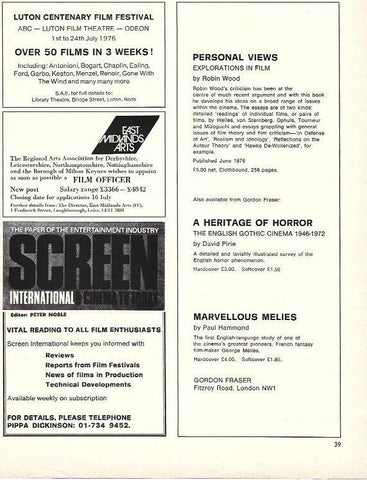 LAMINA 34634: Publicidad de Screen International Cinema