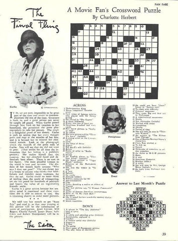 LAMINA 34548: Greta Garbo y crucigramas