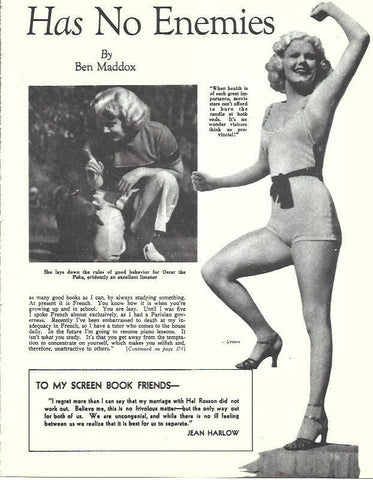 LAMINA 34541: Jean Harlow con su perro
