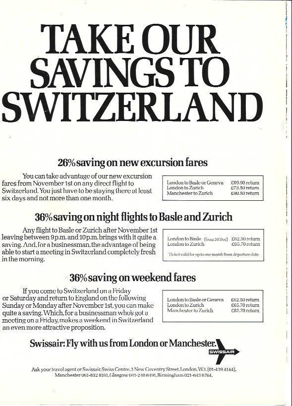 LAMINA 34664: Contraportada con publicidad de Swissair