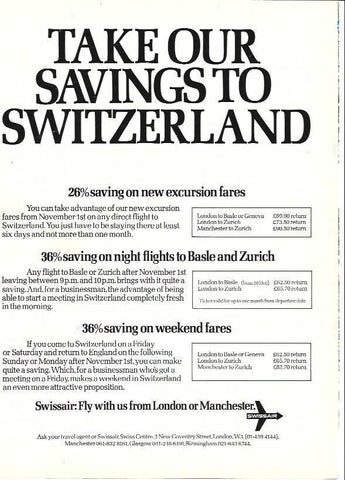 LAMINA 34664: Contraportada con publicidad de Swissair