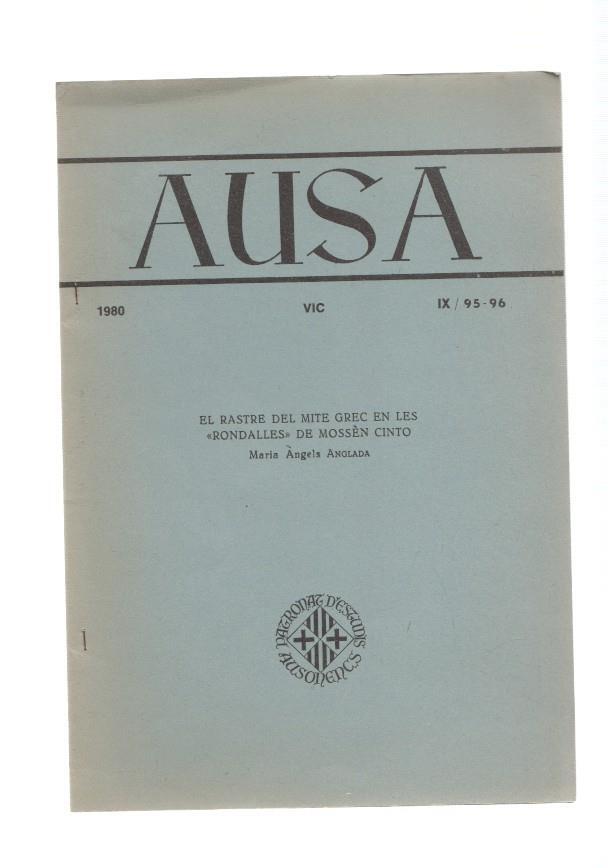 Ausa 1980, Vic IX 95-96, El Rastre del mite Grec en les rondalles de Mossen Cinto