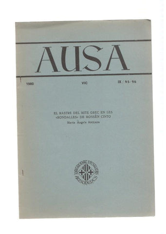 Ausa 1980, Vic IX 95-96, El Rastre del mite Grec en les rondalles de Mossen Cinto