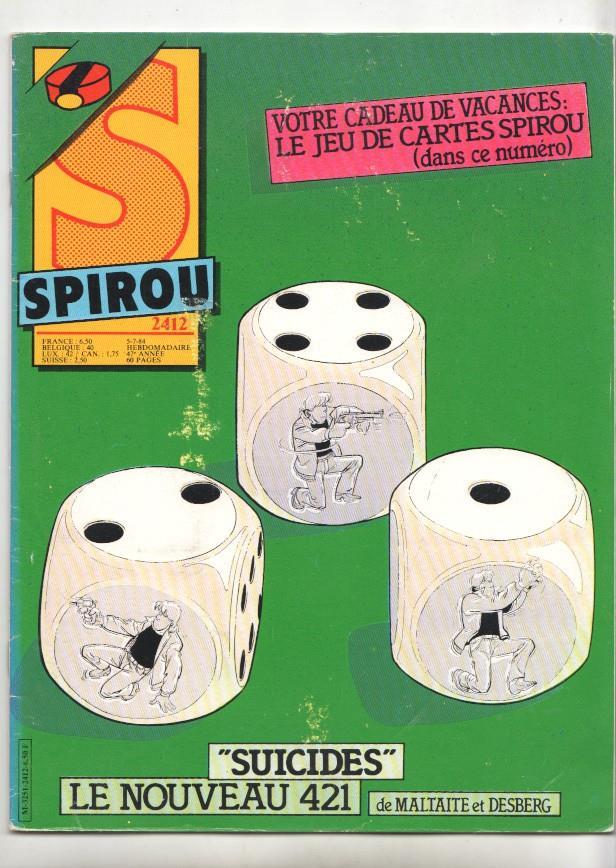 Revista Spirou num 2412, año 47, 5/7/84 - NO INCLUYE JUEGOS DE CARTAS DE SPIROU