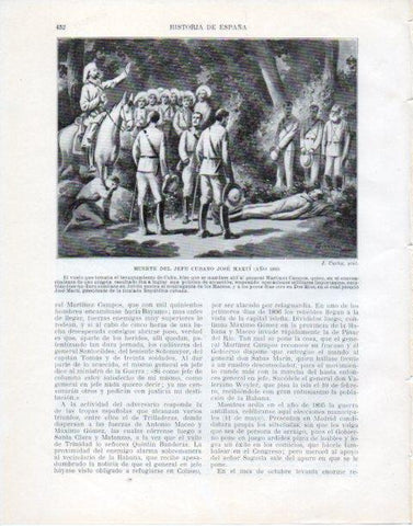 LAMINA V34163: Muerte de Jose Marti presidente de Cuba por J. Cuchy
